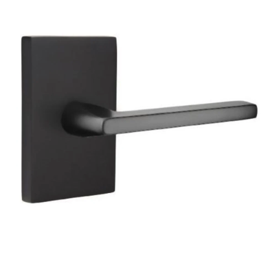 Emtek Helios Right Handed Privacy Door Lever Set with Modern Rectangular Rose Model: 5212HLOUS19RH