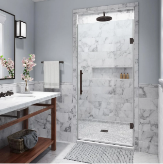See Desc Aston Kinkade 72" High x 30" Wide Hinged Frameless Shower Door with 30" Door Width and Clear Glass