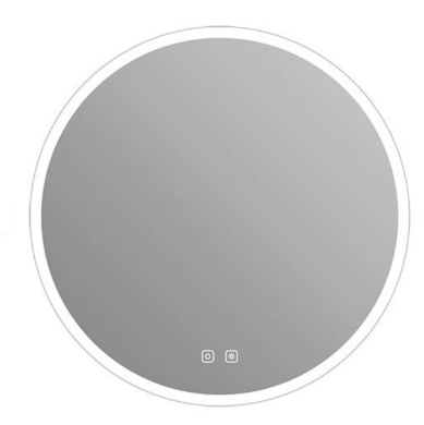 ICO Bath Bennett 24" Diameter Modern Circular Aluminum Frameless Bathroom Wall Mirror with Light