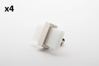 4 x Sietto Adjustable 2 Inch Long Rectangular Cabinet Knob with White Glass Model: K-1901-PN