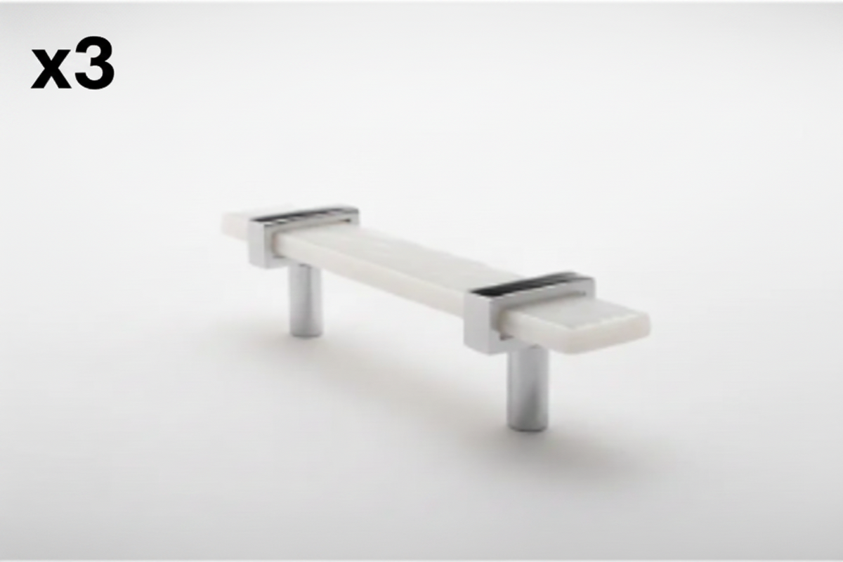 3 x Sietto 5-1/2 Inch Long Handle Cabinet Pull with White Glass and Adjustable Center to Center Model: P-1901-5.5-PC