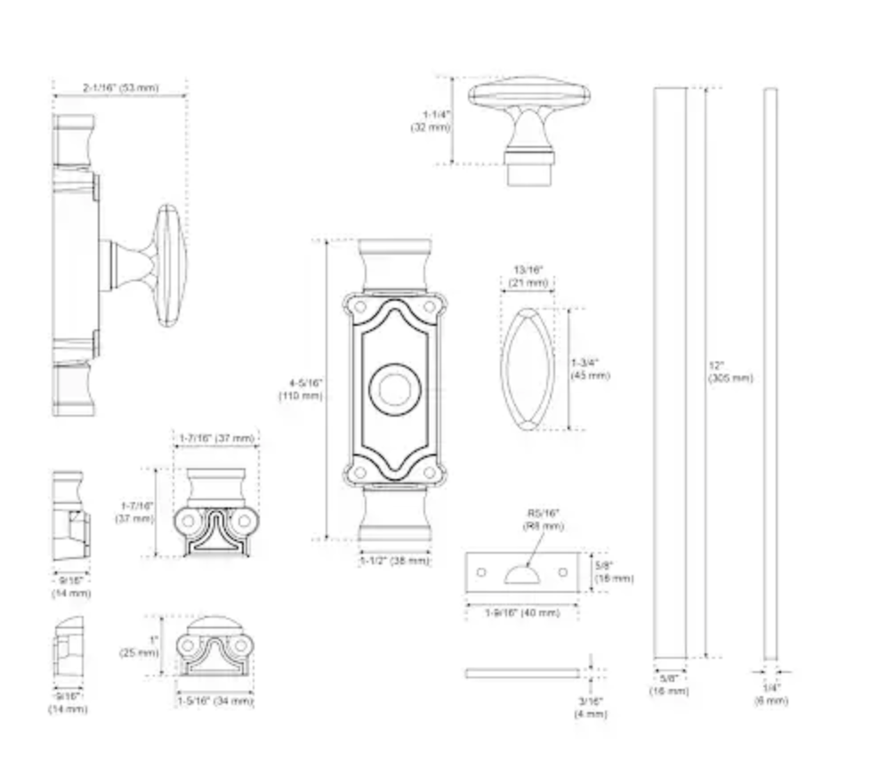 Signature Hardware Corabel 2 Inch Tall Cabinet Cremone Security Bolt - *Tools Hardware & Misc