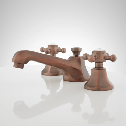 Signature Hardware New York 1.2 GPM Widespread Bathroom Faucet with Small Metal Cross Handles and Pop-up Drain Assembly