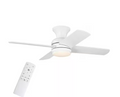 Cardiff 42 in. Matte White Flush Mount Standard Indoor Ceiling Fan with White Adjustable LED Light, DC Motor, and Remote