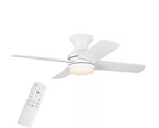 Cardiff 42 in. Matte White Flush Mount Standard Indoor Ceiling Fan with White Adjustable LED Light, DC Motor, and Remote