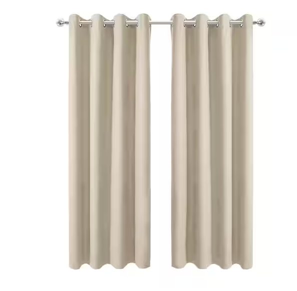 Pair Pro Space 34 in. W x 84 in. L Blackout Curtains with Grommet Top Room Darkening Noise Reducing, Beige（2 Panel）