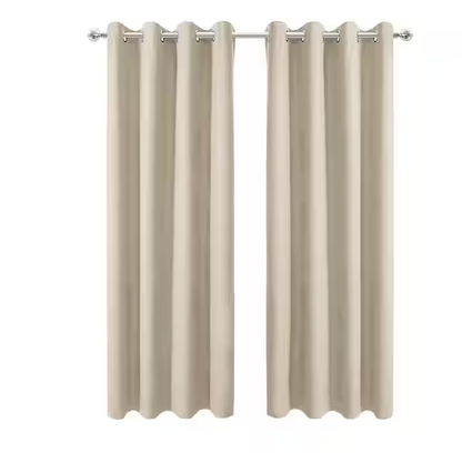 Pair Pro Space 34 in. W x 84 in. L Blackout Curtains with Grommet Top Room Darkening Noise Reducing, Beige（2 Panel）