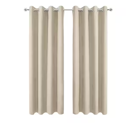 Pair Pro Space 34 in. W x 84 in. L Blackout Curtains with Grommet Top Room Darkening Noise Reducing, Beige（2 Panel）