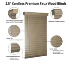 Home Decorators Collection Driftwood Gray Cordless Premium Faux Wood blinds with 2.5 in Slats - 28 in W x 48 in L (Actual Size 27.5 in W x 48 in L)