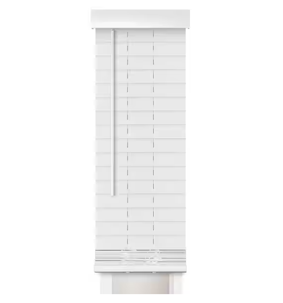 Perfect Lift Window Treatment Smooth White Cordless Room Darkening Faux Wood Sidelight Blind with 2 in. Slats - 12 in. W x 72 in. L