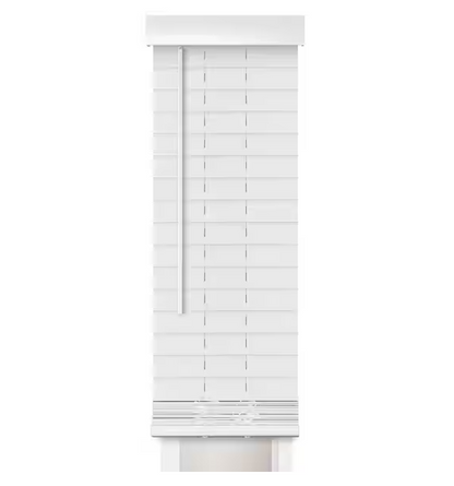 Perfect Lift Window Treatment Smooth White Cordless Room Darkening Faux Wood Sidelight Blind with 2 in. Slats - 12 in. W x 72 in. L