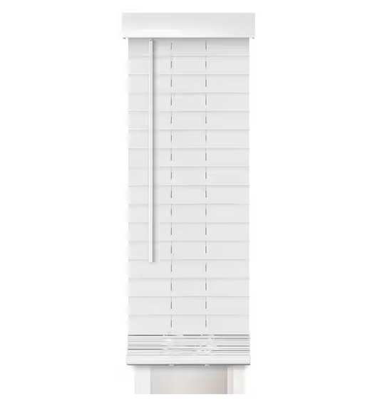 Perfect Lift Window Treatment Smooth White Cordless Room Darkening Faux Wood Sidelight Blind with 2 in. Slats - 12 in. W x 72 in. L