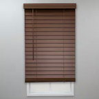 StyleWell Textured Dark Oak Cordless Room Darkening Faux Wood Blinds with 2 in. Slats - 22.25 in. W x 72 in. L