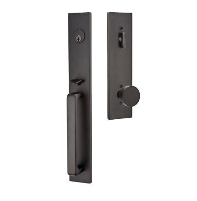 Emtek Lausanne Full Plate Single Cylinder Keyed Entry Handleset with Round Interior Knob Model: 4819ROUUS19