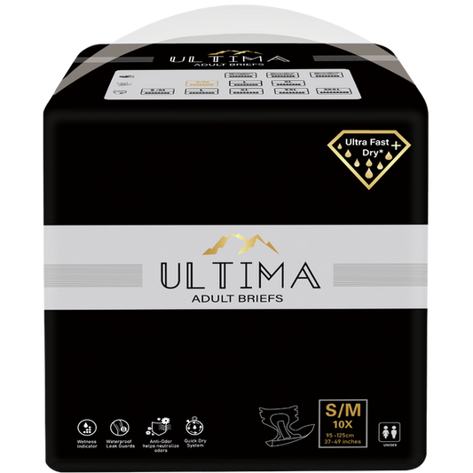 S/M Ultima Adult Disposable Breifs/Diapers +12 hour absorbency for overnight use Small/Medium