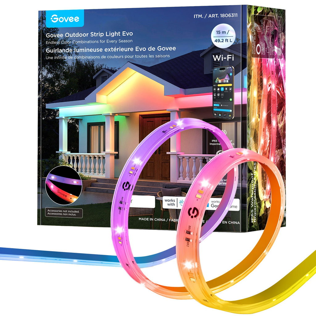 Govee Outdoor Strip Light H6176D RGBIC Wi-Fi Smart App Control 49.2 Ft