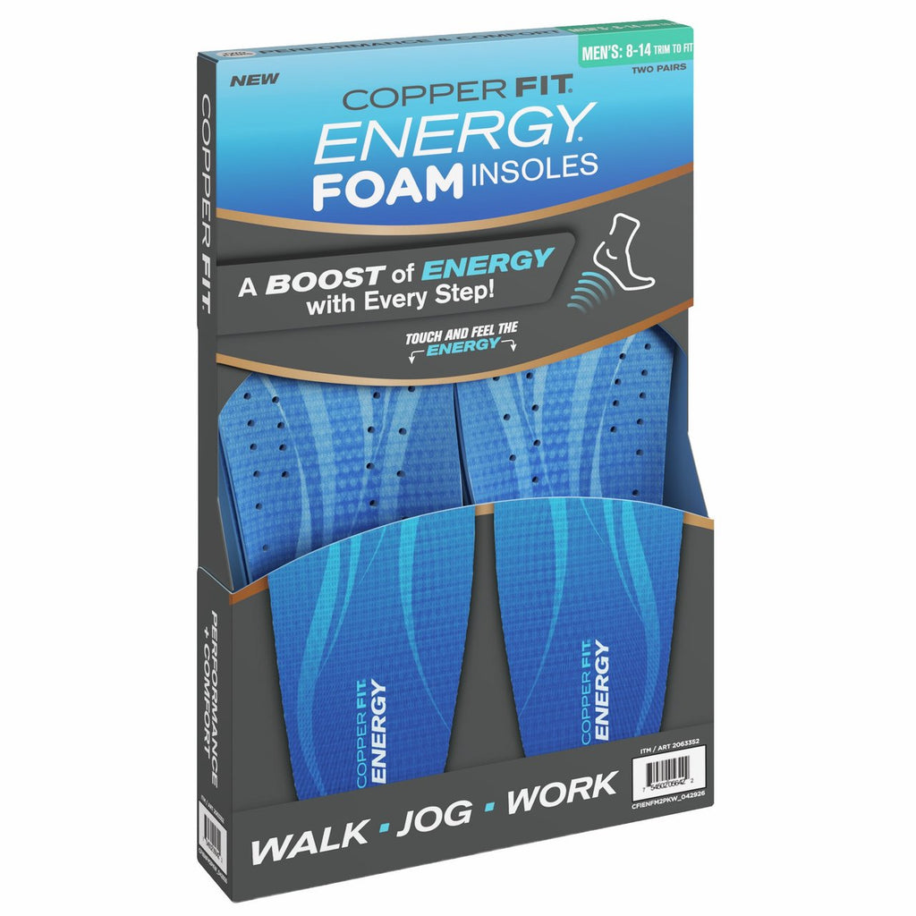 Copper Fit Energy Foam Insoles, 2 Pairs 6-10