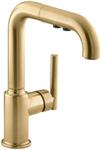 Kohler K-7506 Purist 1.5 GPM Single Hole Pull Out Kitchen Faucet - Vibrant Brushed Moderne