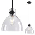 ZHLWIN Home Lighting 10.04 in. 1-Light Clear Glass Pendant Lights Kitchen Island Black Pendant Light Fixture