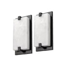 JAZAVA panish Marble 12.6 in. 1 Light Gold LED Vanity Light with Dimmable Feature 2PK