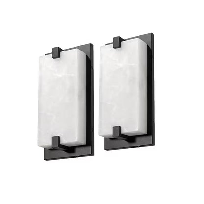 JAZAVA panish Marble 12.6 in. 1 Light Gold LED Vanity Light with Dimmable Feature 2PK