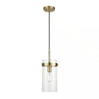 Globe Electric Connor 1-Light Brass Pendant Light with Clear Glass Shade, Light Bulb Included