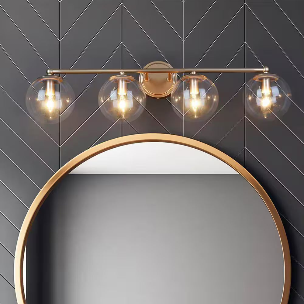 Uolfin Modern Globe Bedroom Wall Lights 30 in. 4-Light Dome Bathroom Wall Light Fixture with Clear Glass Shades