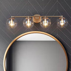 Uolfin Modern Globe Bedroom Wall Lights 30 in. 4-Light Dome Bathroom Wall Light Fixture with Clear Glass Shades