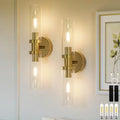 Morauroral 16.5 in. 2-Light Brushed Gold Rechargeable Battery Operated Wall Sconce(Set of 2) Luxury Dimmable LED Bedroom Wall Light