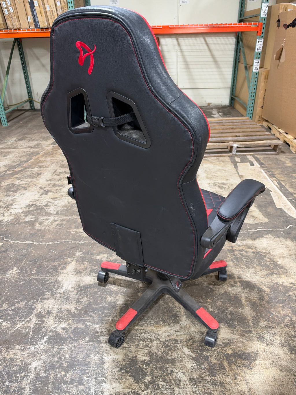 Used Arozzi Milano Enhanced Gaming Racing-Style Chair, Black/Red