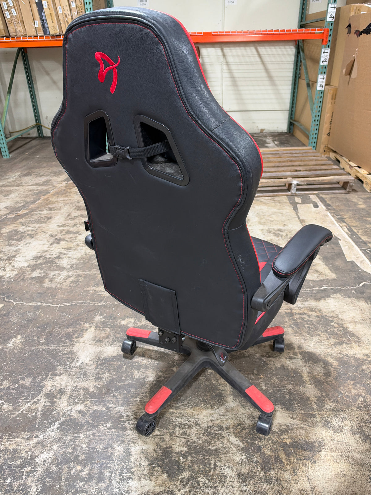 Used Arozzi Milano Enhanced Gaming Racing-Style Chair, Black/Red