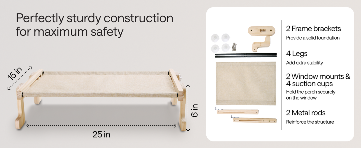 4-in-1 Cat Window Perch for Large Cats – Foldable Adjustable Pet Hammock for Window, Bed, Floor & Sill – Premium Hammock with Reinforced Design