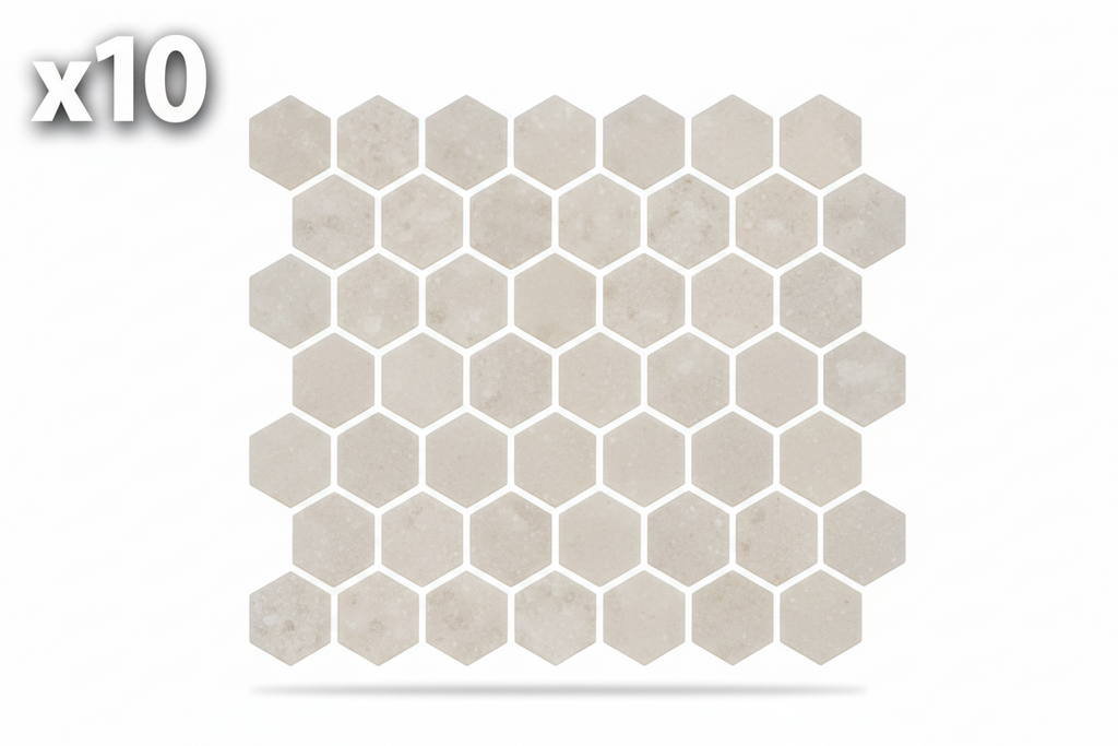 10- Daltile Resilience - 10-1/4" x 11-3/8" Geometric Mosaic Floor and Wall Tile - Matte Marble Visual - Sold by Sheet (0.81 SF/Sheet)