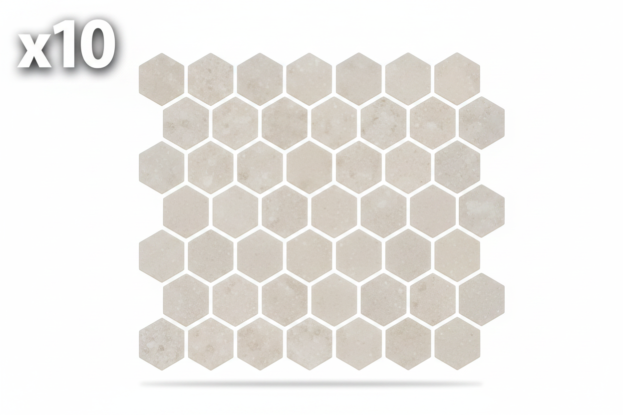 10- Daltile Resilience - 10-1/4" x 11-3/8" Geometric Mosaic Floor and Wall Tile - Matte Marble Visual - Sold by Sheet (0.81 SF/Sheet)