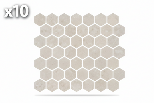 10- Daltile Resilience - 10-1/4" x 11-3/8" Geometric Mosaic Floor and Wall Tile - Matte Marble Visual - Sold by Sheet (0.81 SF/Sheet)