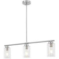 LWYTJO Kimbell 3-Light Nickel Linear Island Pendant Light, Kitchen Lighting with Clear Bubbles Glass Shades