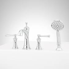 Signature Hardware Beasley Two Handle Roman Tub Filler Faucet with Hand Shower in Chrome (Trim Only)