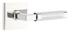 Emtek Knurled L-Square Left Handed Non-Turning Two-Sided Dummy Door Lever Set with Square Rose from the SELECT Brass
