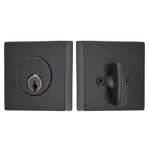 Emtek 8469US19 Solid Brass Square Single Cylinder Deadbolt Flat Black