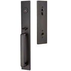 Emtek Single Cylinder Lausanne Handleset with Helios Right Handed Lever in Flat Black