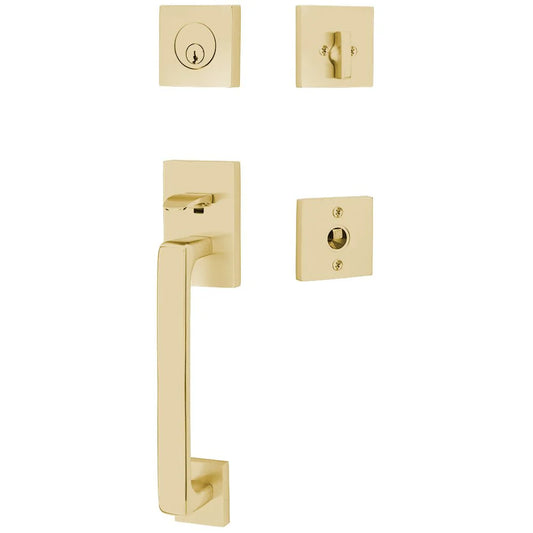 Scratch Emtek Single Cylinder Baden Handleset with Helios Right Handed Lever in Satin Brass