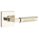 Emtek Knurled L-Square Left Handed Non-Turning Two-Sided Dummy Door Lever Set with Square Rose from the SELECT Brass Collection Model: 5050US14.LSUS14.KNUS14.LH
