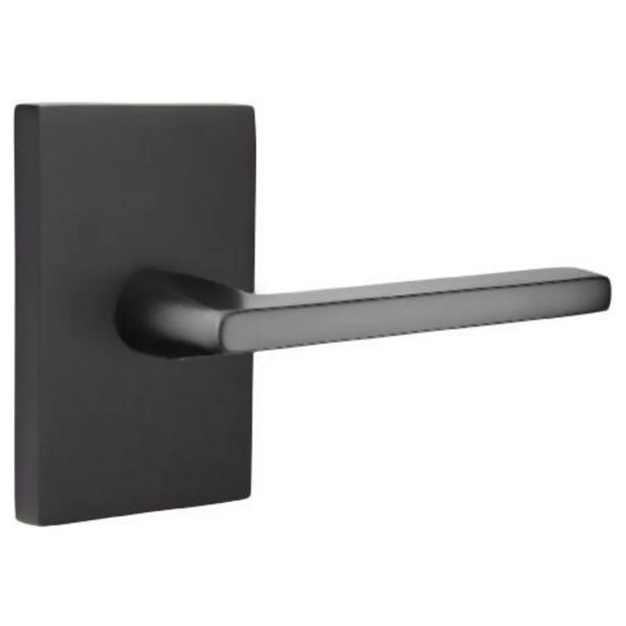 Emtek Helios Right Handed Privacy Door Lever Set with Modern Rectangular Rose