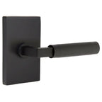 Emtek Hercules Left Handed Privacy Door Lever Set with Modern Rectangular Rose from the Brass Modern Collection