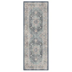 2 x Navy Ruggable Flatwoven Washable Amara Runner Rug, 2'6" x 7'