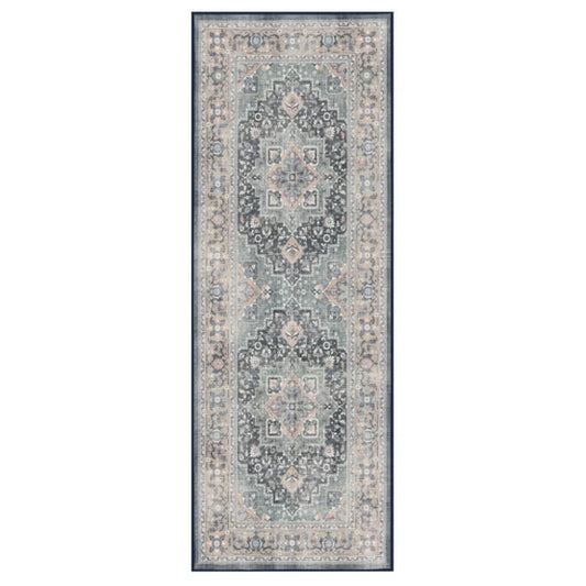 2 x Navy Ruggable Flatwoven Washable Amara Runner Rug, 2'6" x 7'