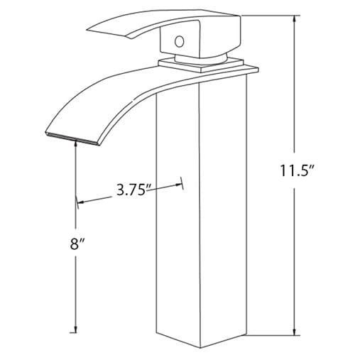 Miseno Remi 1.2/2.2 GPM Single Hole Waterfall Vessel Bathroom Faucet Model: ML631-BN