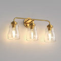 YANSUN 22 in. 3-Light Gold Vanity Lights for Mirror, Farmhouse Bathroom Vanity Lighting with Clear Glass Shades
