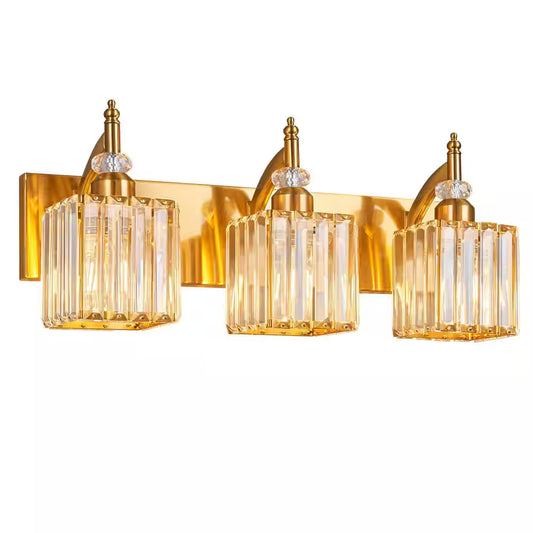 ZHLWIN Home Lighting 20.47 in. 3-Light Gold Crystal Bathroom Light Fixtures Over Mirror Modern Vanity Light