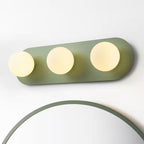 Addae 24.8 in. 3-Light Modern Rectangular Green Bathroom Vanity Light Frosted Opal Glass Globe Bubble Wall Light